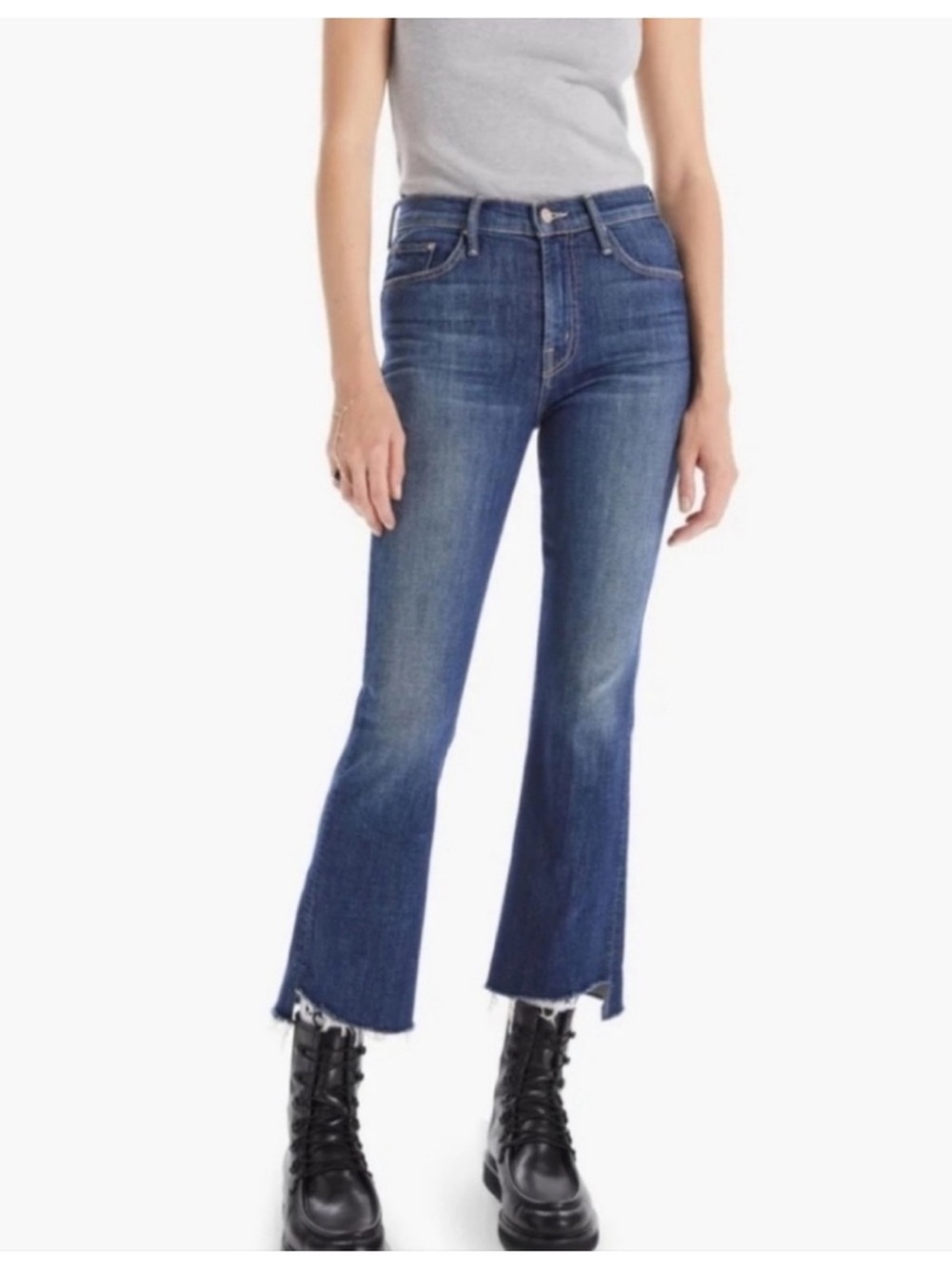 Mother Denim The Insider Crop Fray Jeans in Walking On Coals Size 26